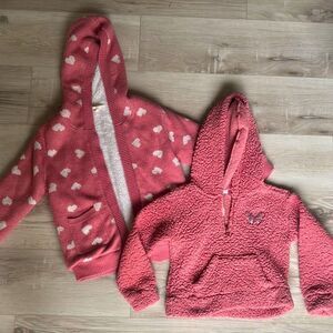 Emma & Elsa Pink Fleece Heart Jacket Sierra Sky Sweater Set Pull Over